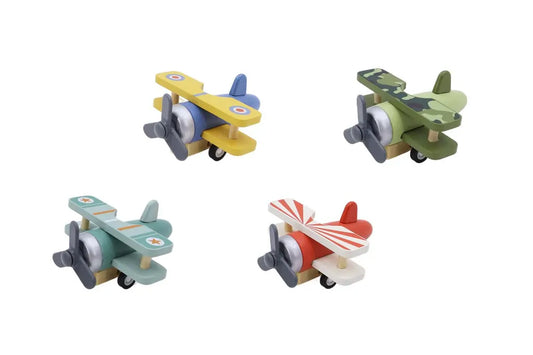 Wooden Biplane Pullback Assortment
