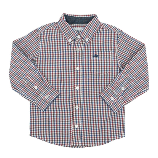 Brown/Blue/Red Plaid Dress Shirt