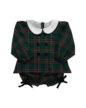 Green Christmas Tartan Bloomer Set