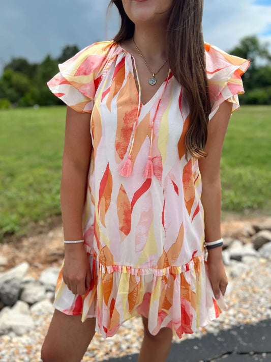 Coral Amalfi Print Dress