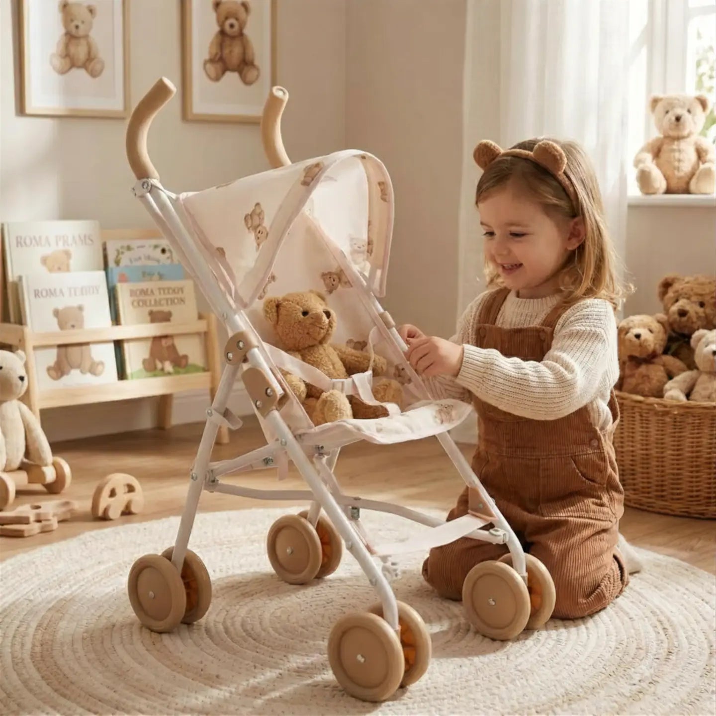 Roma Teddy Pram Doll Stroller