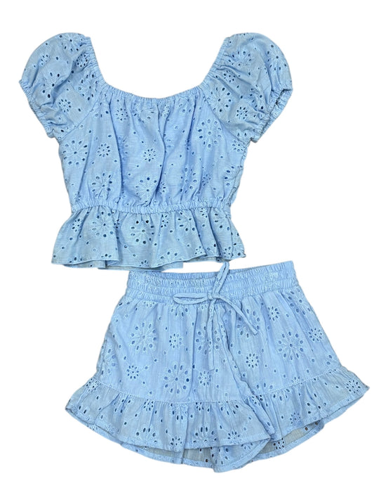 Blue Eyelet Top & Short Set