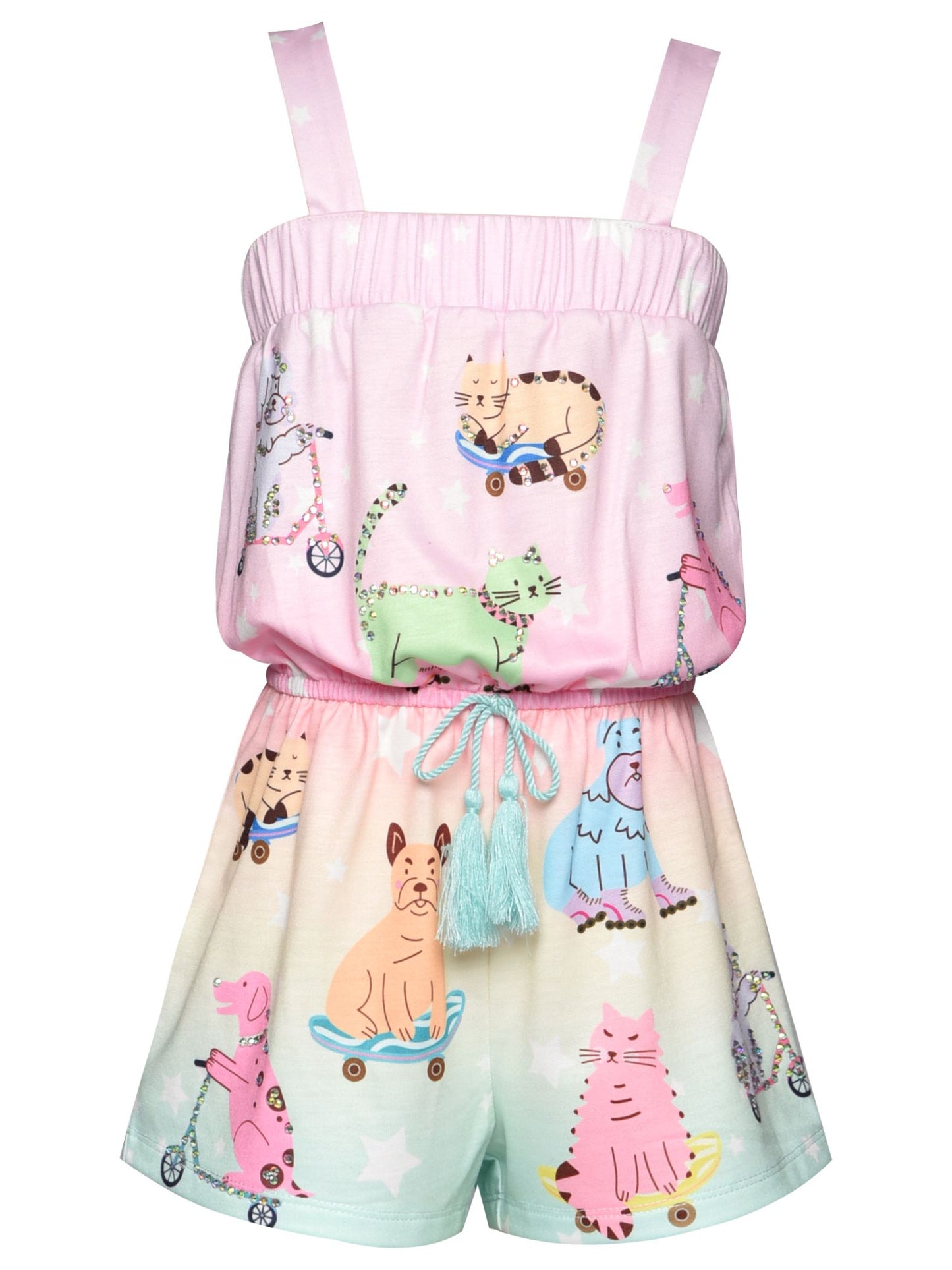 Pink Multi Dog Print Romper