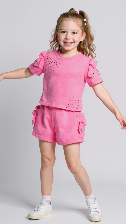 Pink Knot W Rhinestone Detail Set