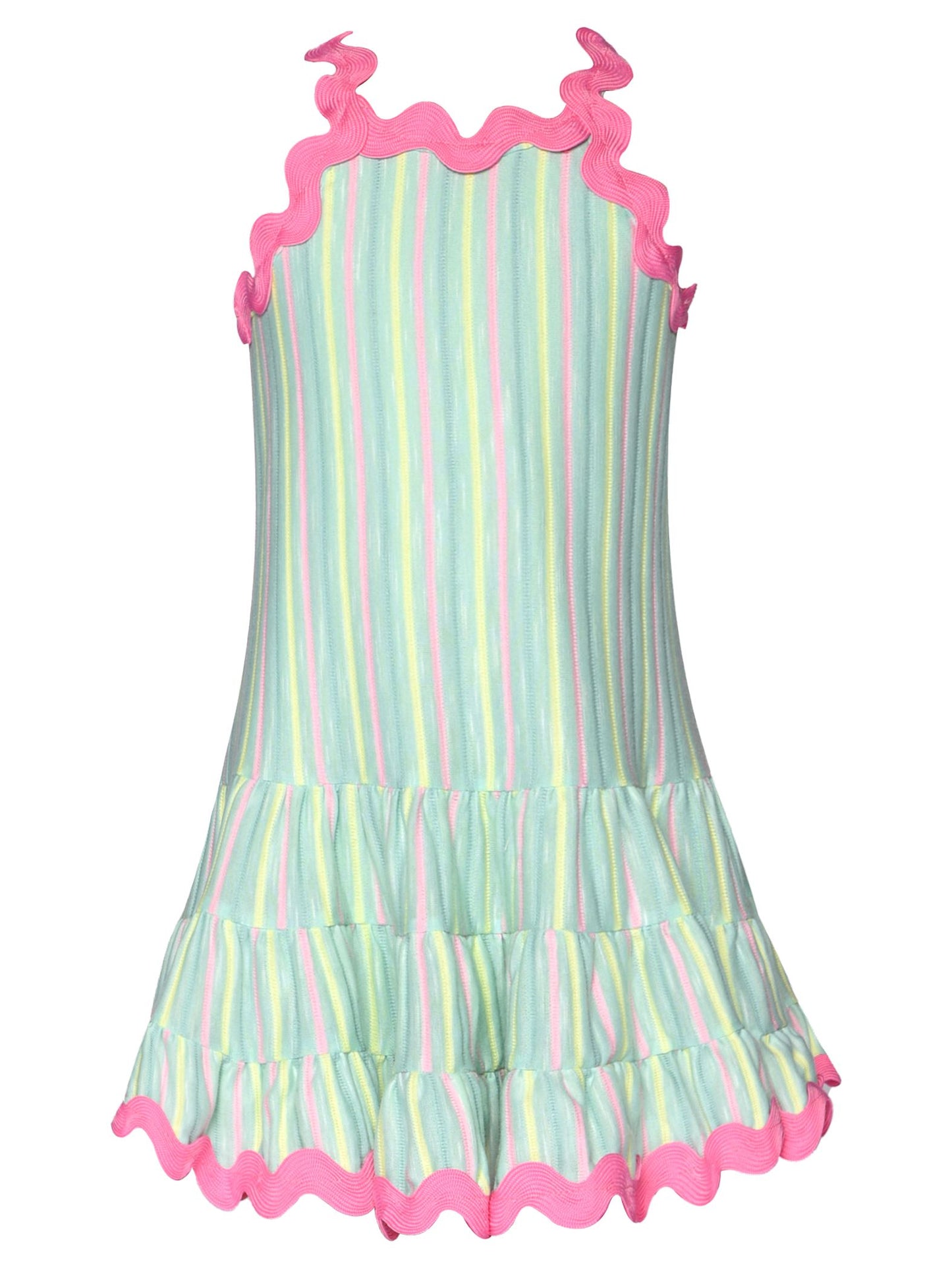 Mint Multi Stripe Dress W Ric Rac Trim