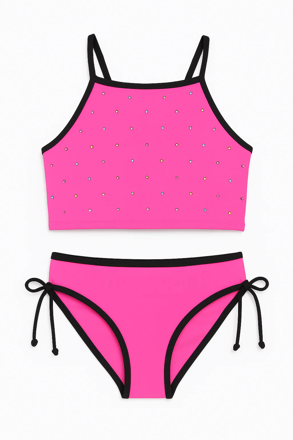 Amber Cropped Tankini Swimsuit with Rhinestone Detail