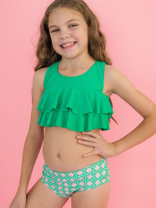 Pink Coastal Cane Flounce Bikini 2-Piece Swimsuit