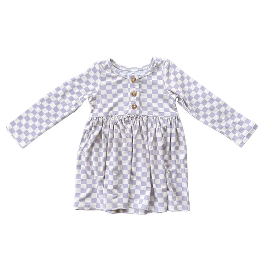 Lavender Checkered LS Dress