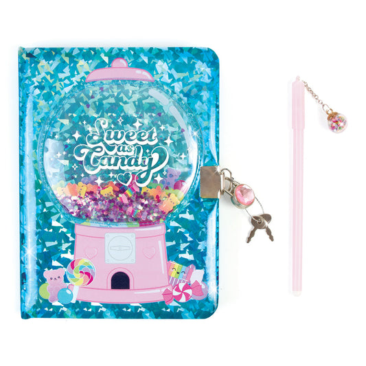 Bubble Gum Glitter Locking Journal