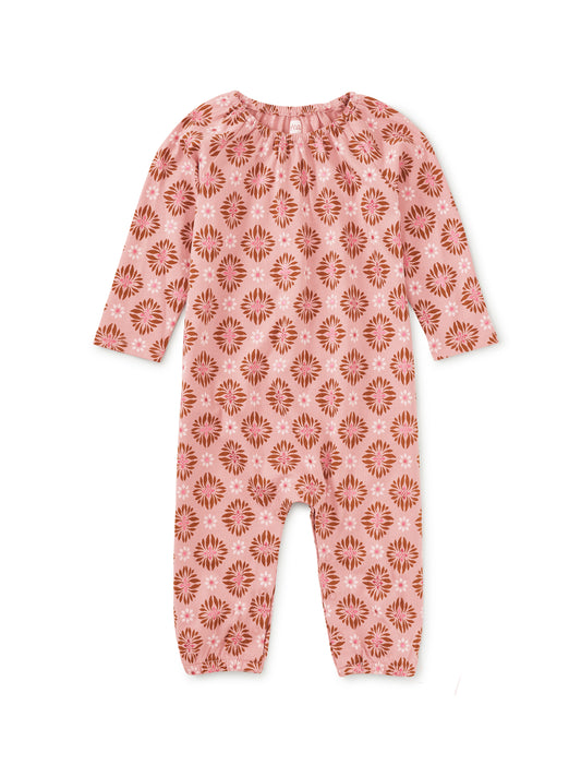 Metallic Chrysanthemum Raglan Romper