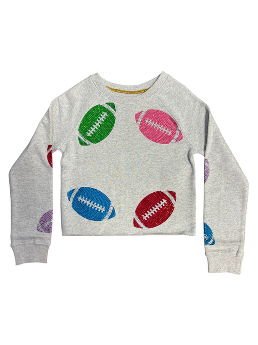 Multi Rhinestone Footballs Crewneck Sweatshirt
