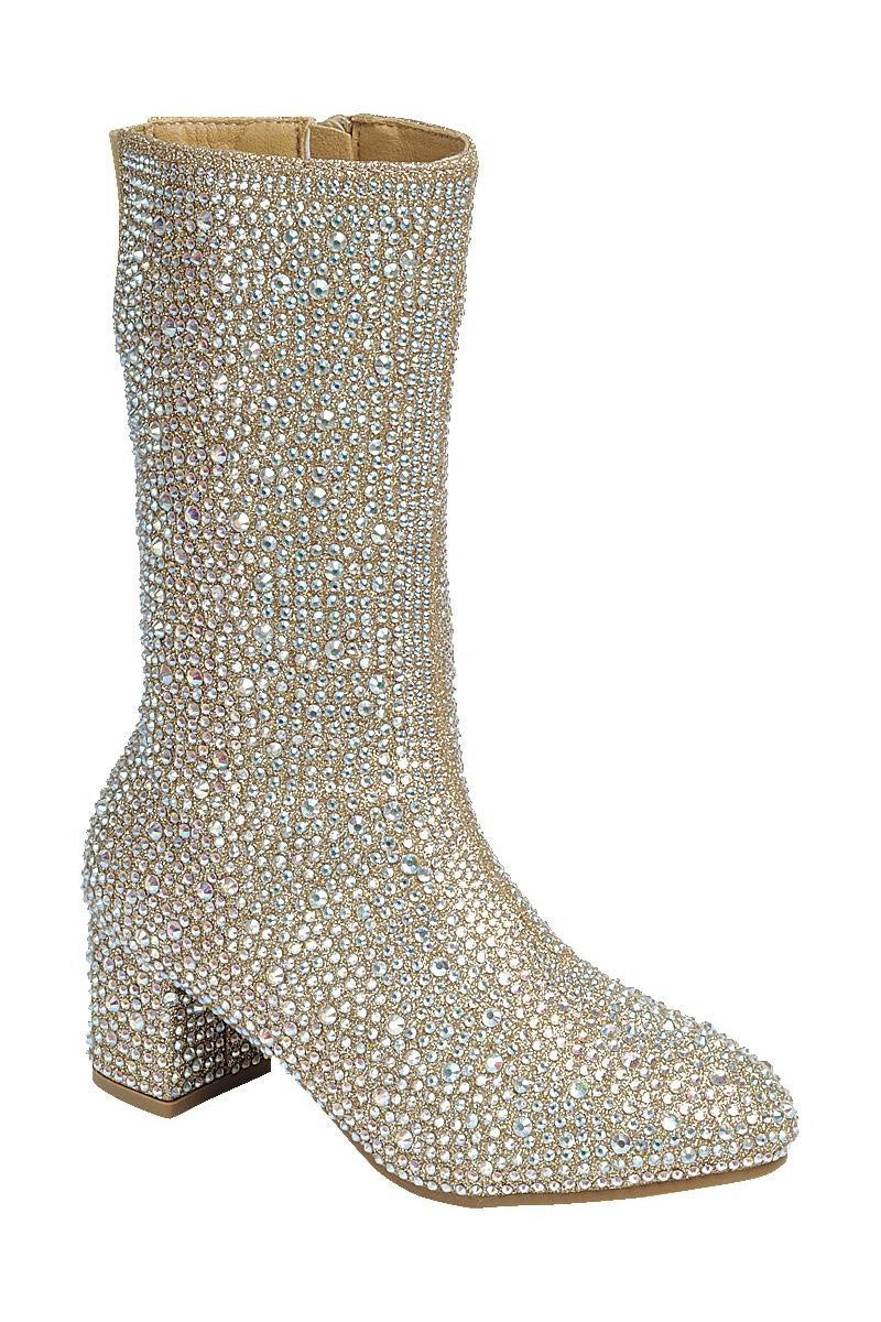 Champagne Rhinestone Boots- Tall Go Go