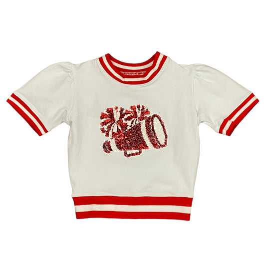 Red Megaphone Holly Sequin Tee
