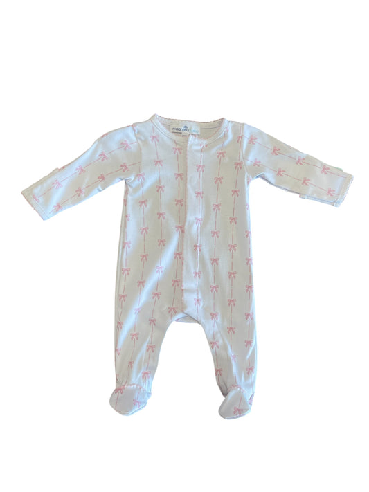 Amelia Pink & White Bow Footie