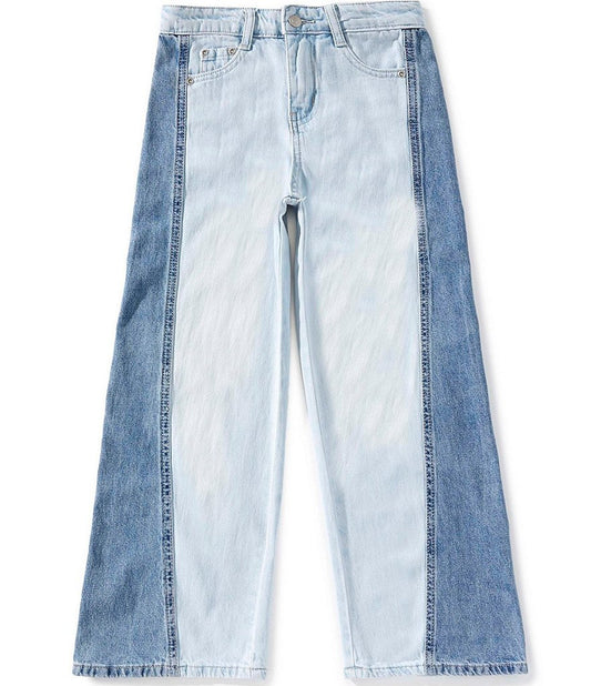 Two-Tone Wide-Leg Jeans