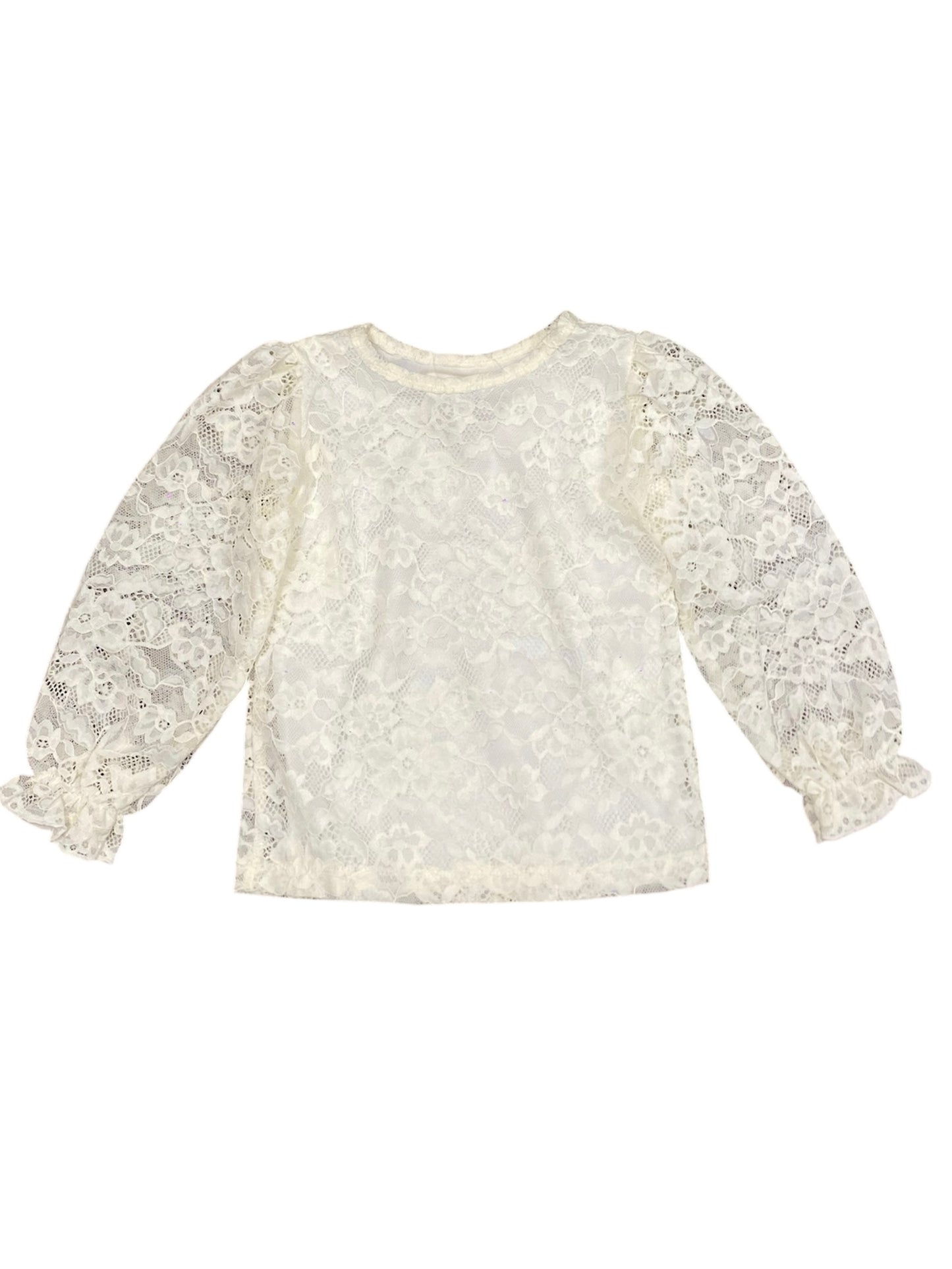 Champagne Puffy Lace Top