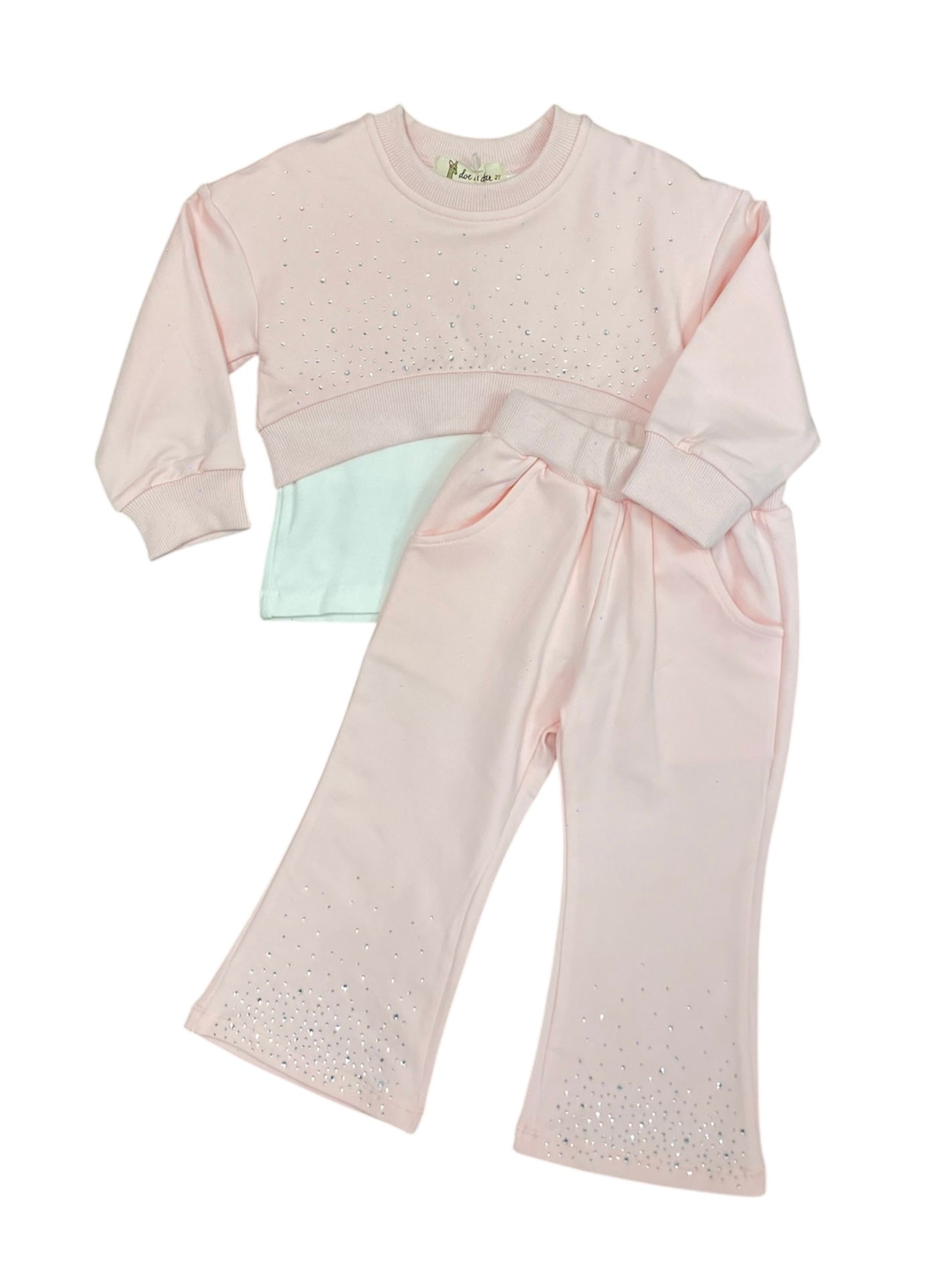 Pink Silver Gem Flare Pants