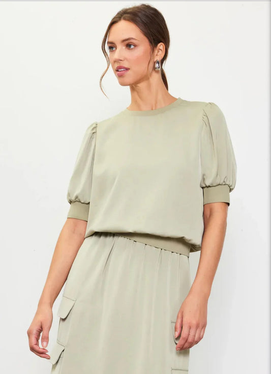 Bubble Sleeve Top - Sage