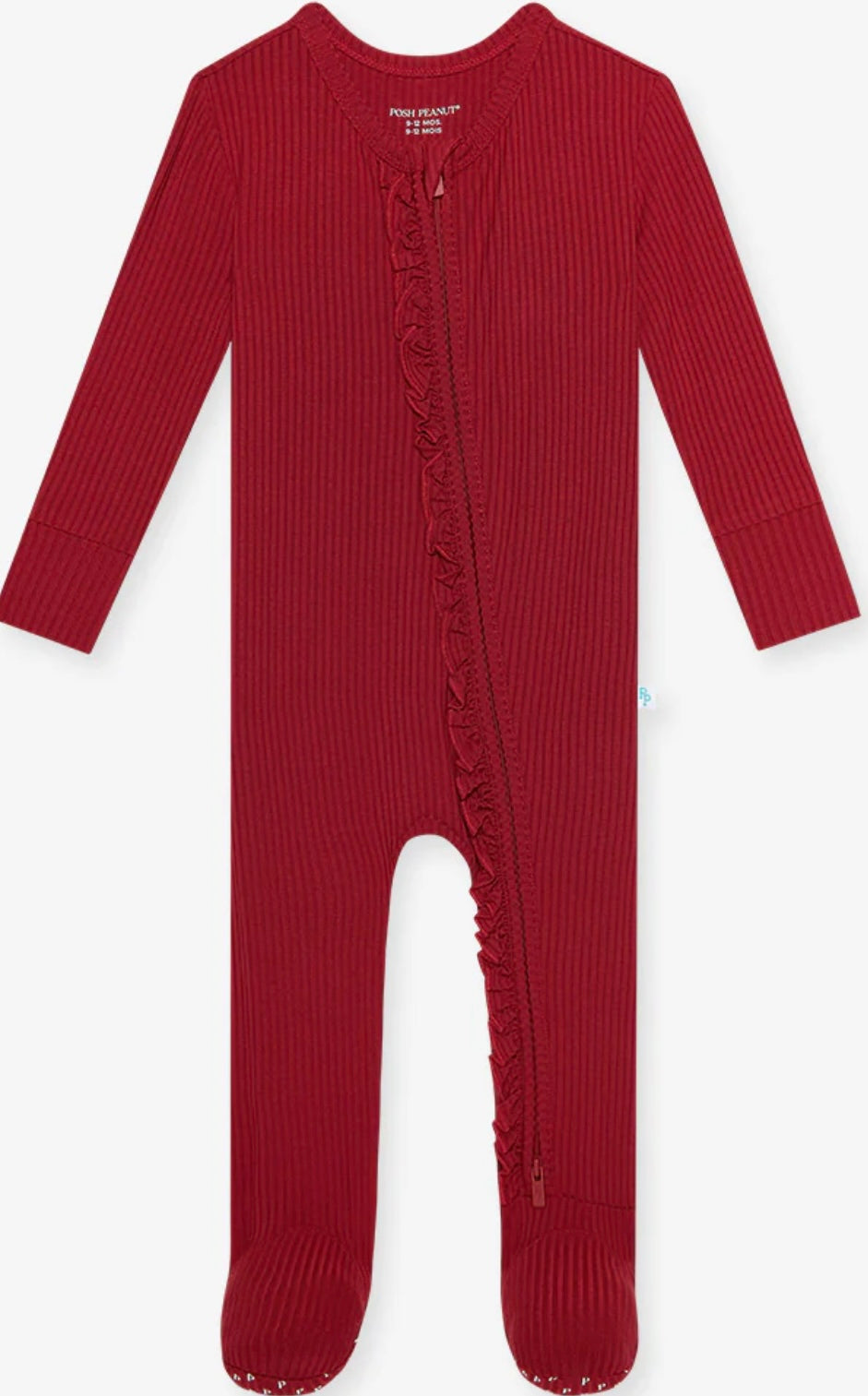 Dark Red Ruffled Footie