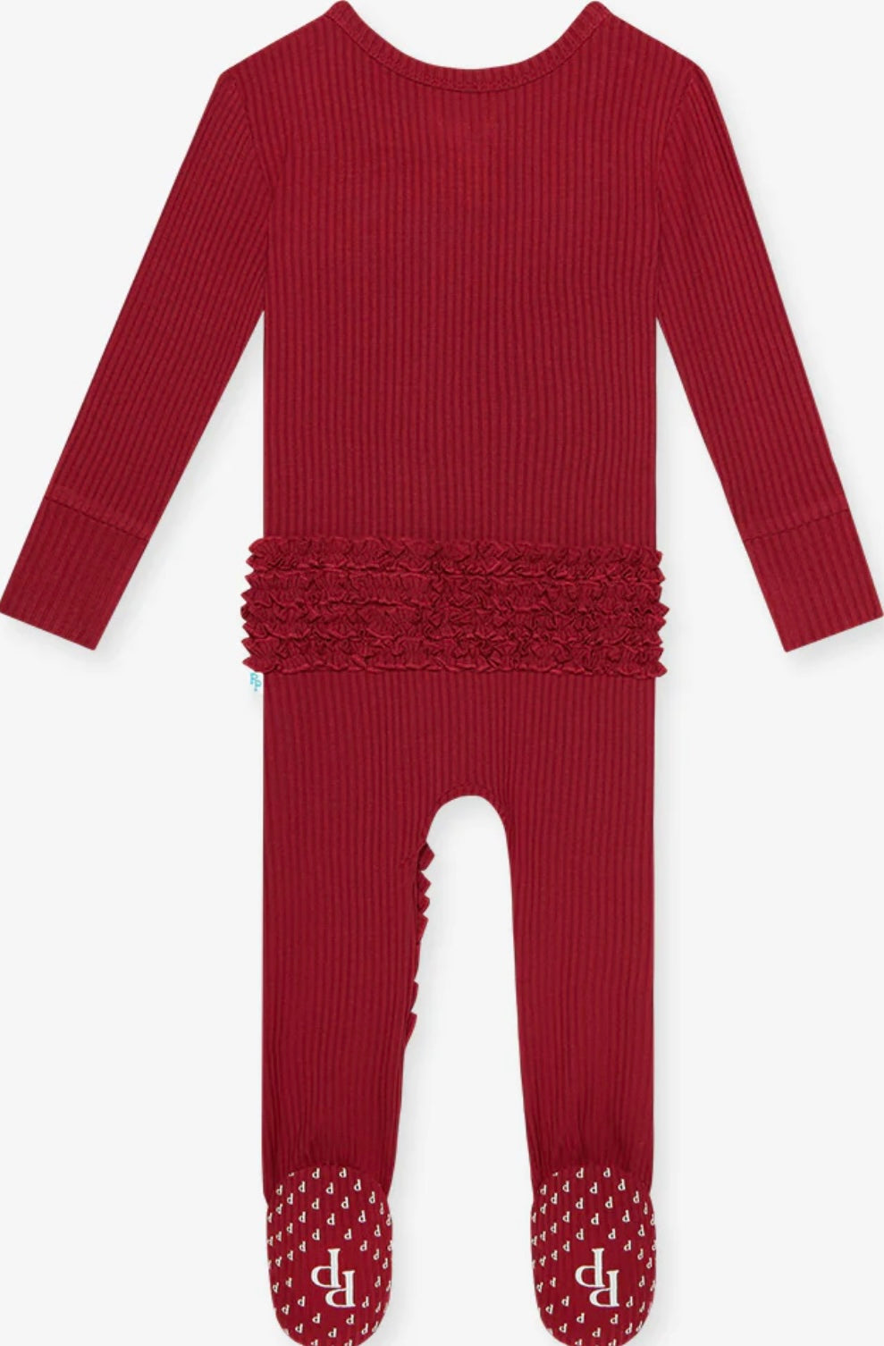 Dark Red Ruffled Footie