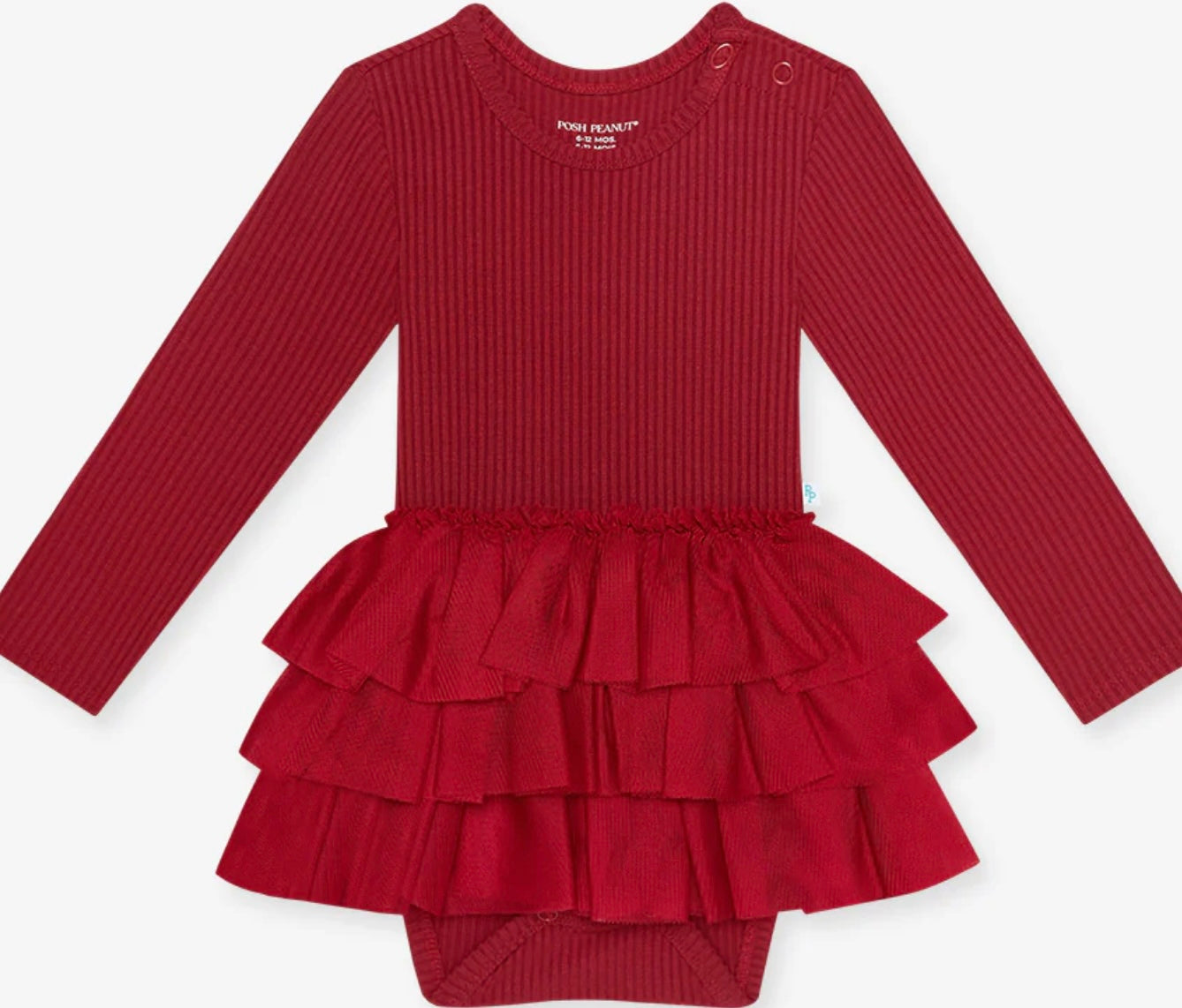 Dark Red LS Tulle Skirt Bodysuit