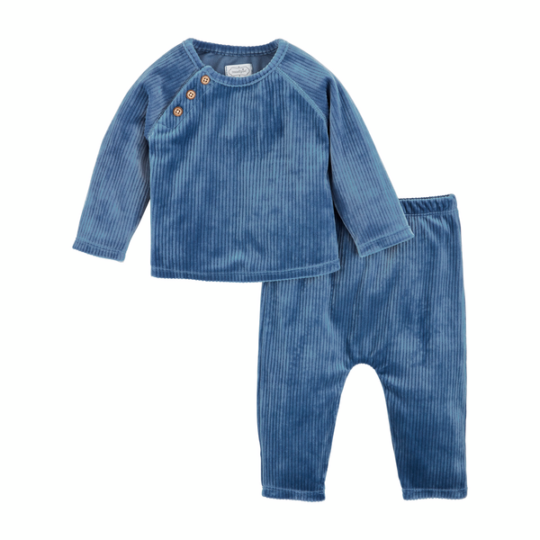 Blue Velour Baby Outfit