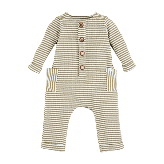 Green Stripe Waffle Bodysuit