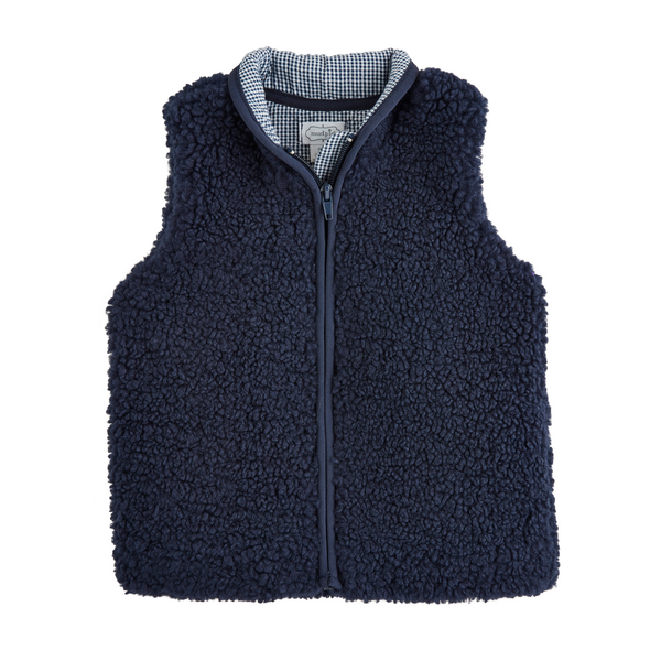 Navy Sherpa Zip Vest