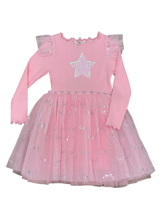 Pink Star Frill TuTu Dress