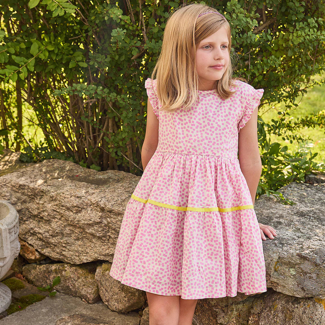 Pink Mini Squares Polly Dress