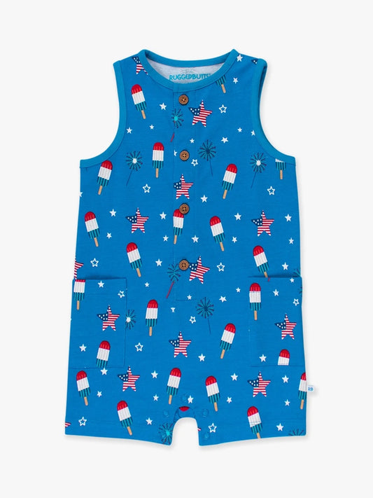 Freedom Fireworks Pocket Knit Romper
