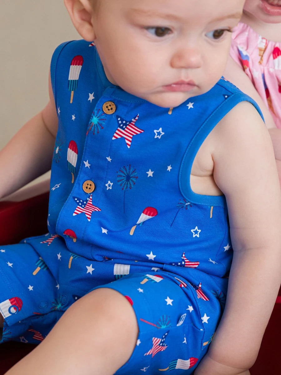 Freedom Fireworks Pocket Knit Romper