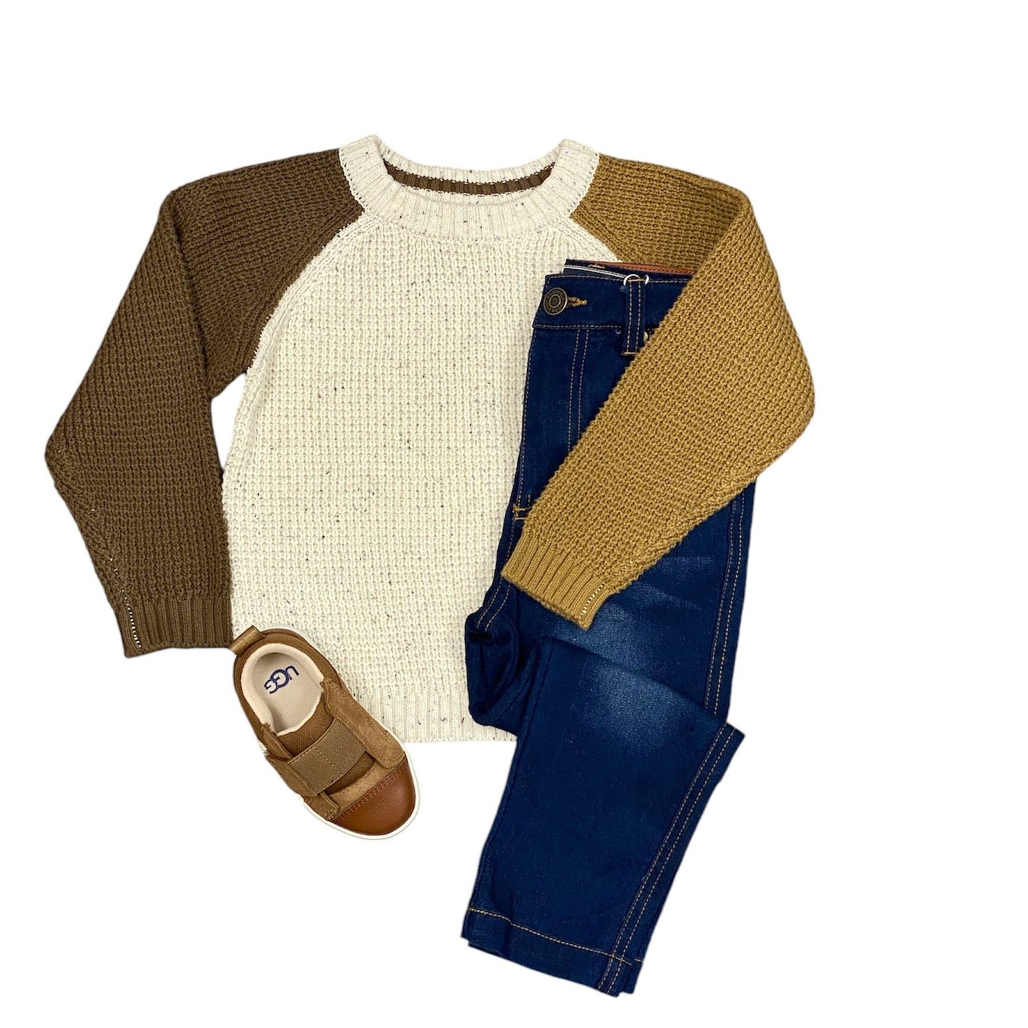 Tan Colorblock Sweater