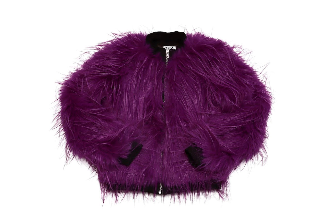 Purple Feather Fur Jacket