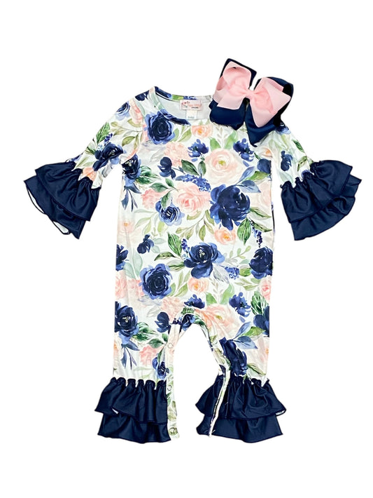 Navy Blush Romper