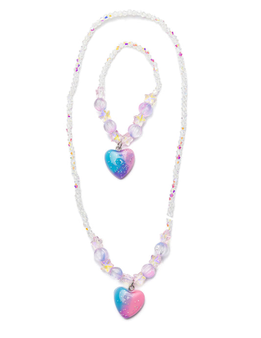 Galaxy Heart Bracelet And Necklace Set
