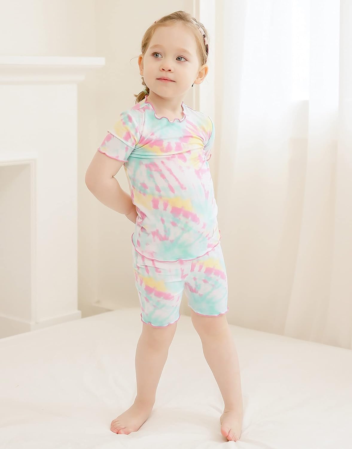 Neon Pink Tie Dye Bamboo Short Set