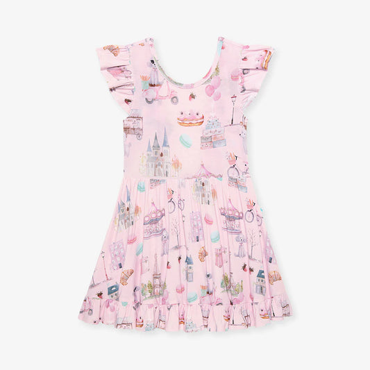 Paris Tie Back Ruffled Twirl Dress