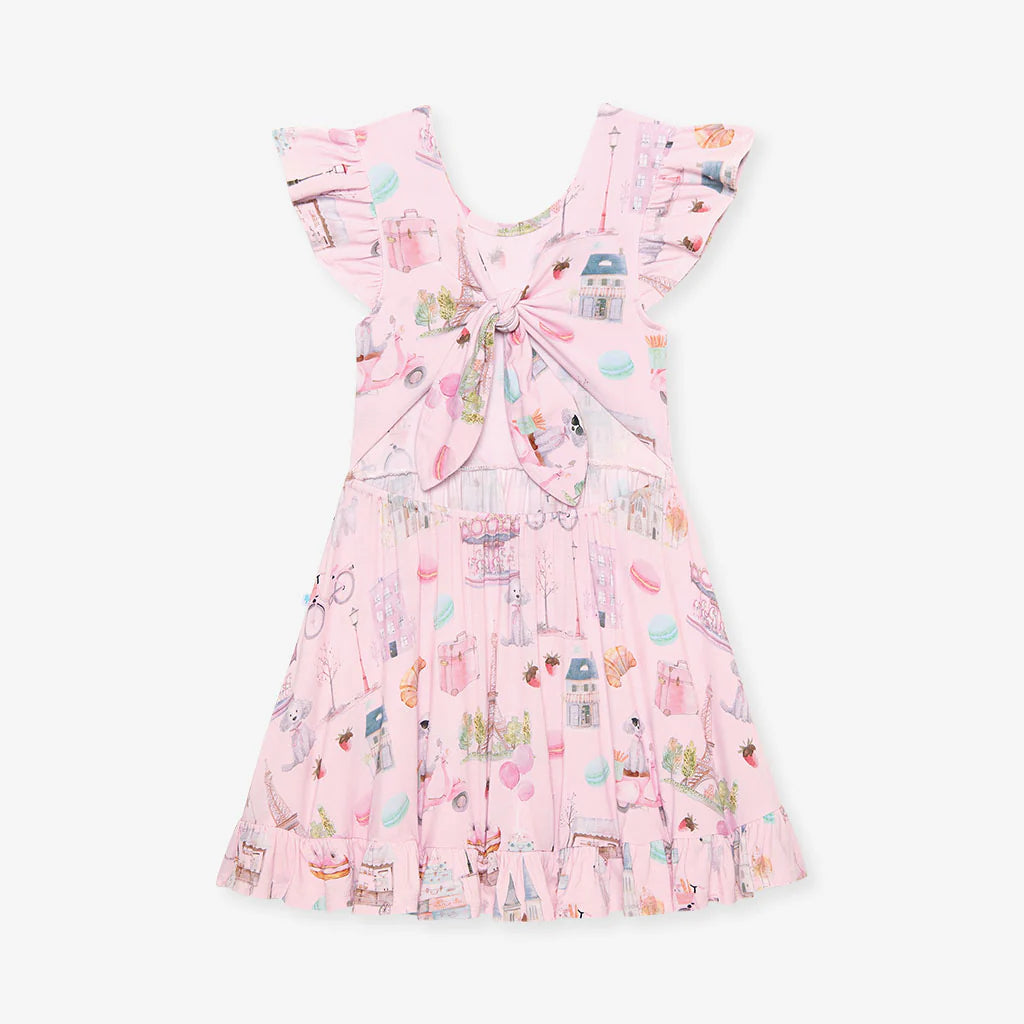 Paris Tie Back Ruffled Twirl Dress