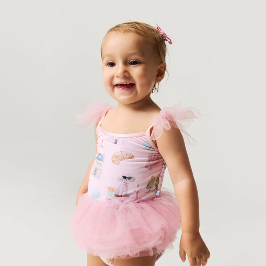 Paris Tulle Smocked Bodysuit Dress
