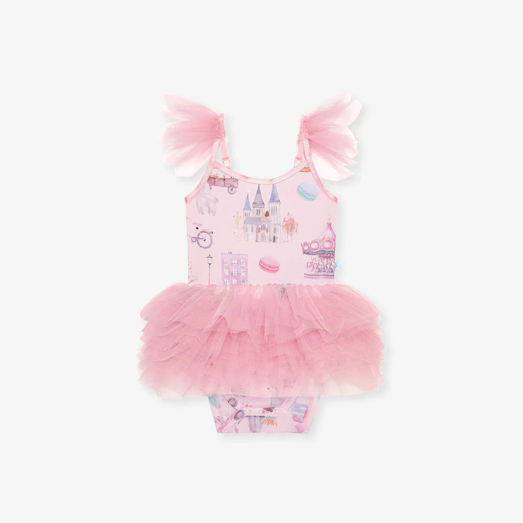 Paris Tulle Smocked Bodysuit Dress