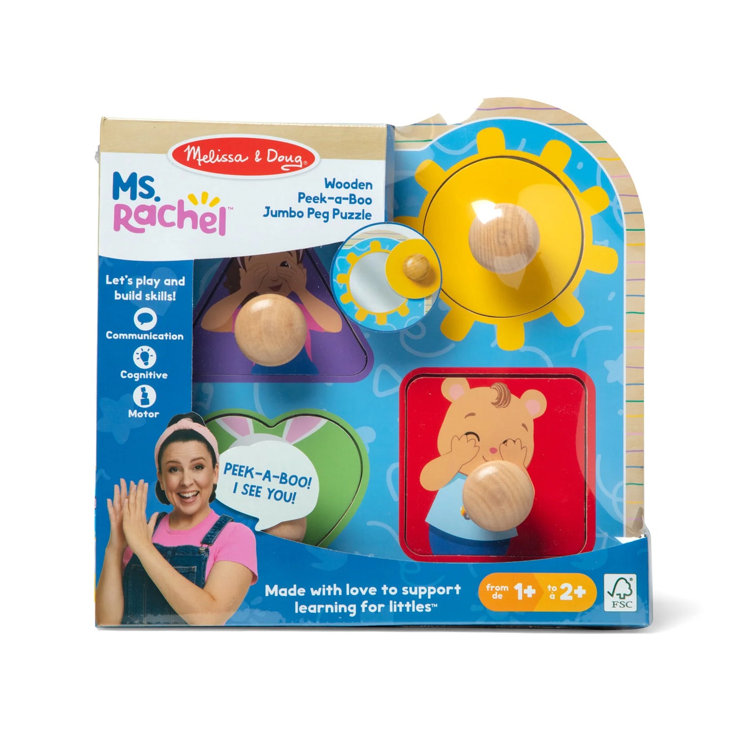 Ms. Rachel™ Wooden Peek-a-Boo Jumbo Peg Puzzle