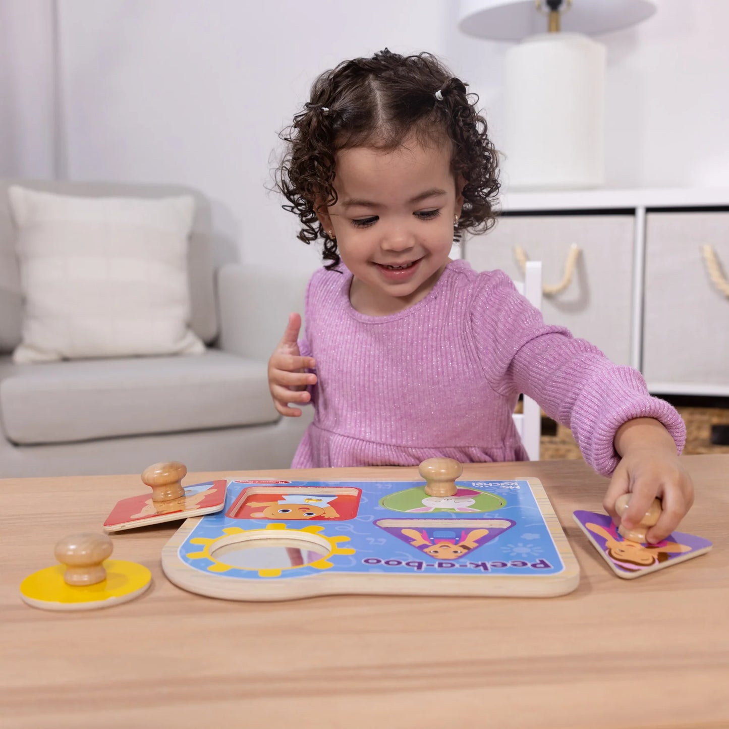 Ms. Rachel™ Wooden Peek-a-Boo Jumbo Peg Puzzle