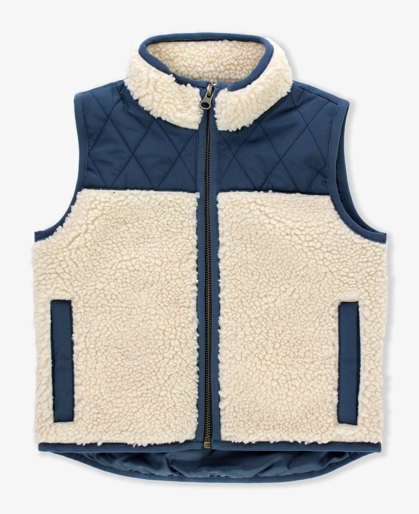 Navy Quilted Sherpa Vest