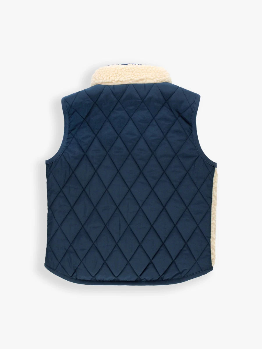 Navy Quilted Sherpa Vest