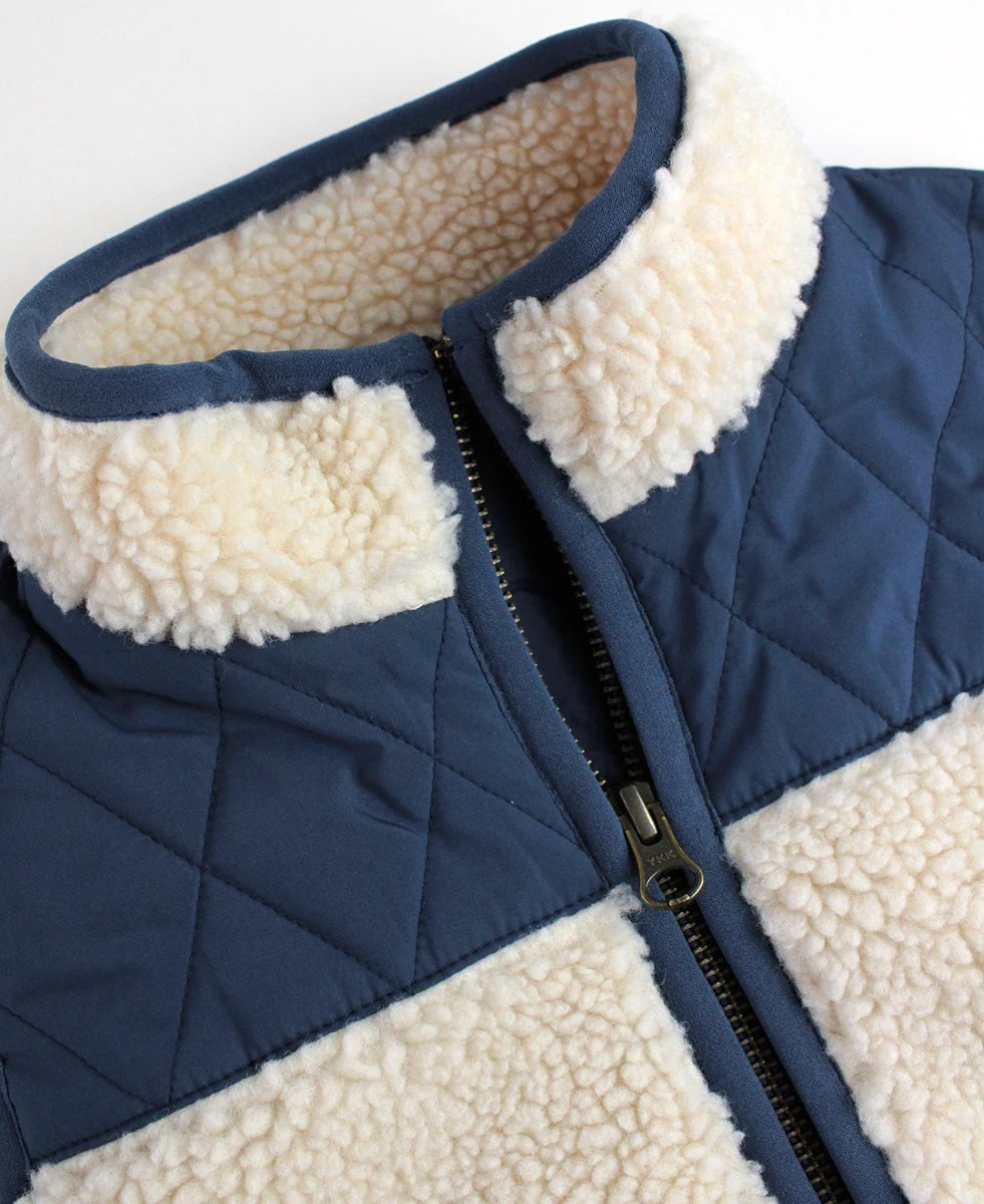 Navy Quilted Sherpa Vest