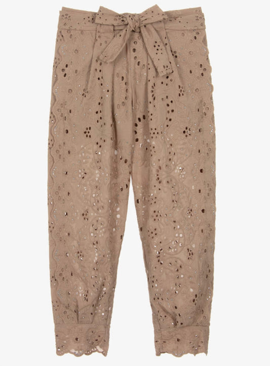 Taupe Ottilie Embroidered Pants