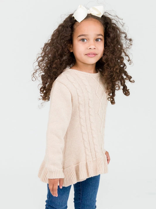 Oatmeal Ruffle Hem Knit Sweater