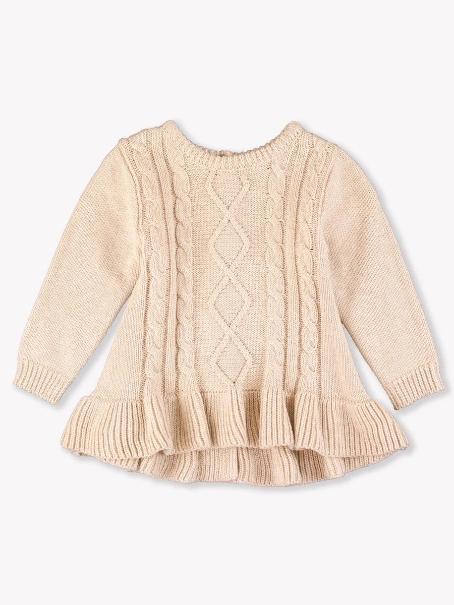 Oatmeal Ruffle Hem Knit Sweater