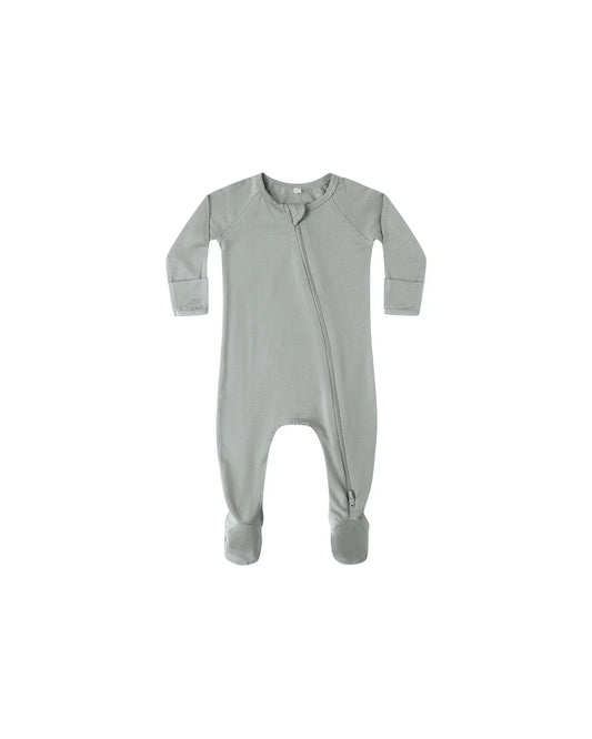 Bamboo Zip Footie in Steel Blue